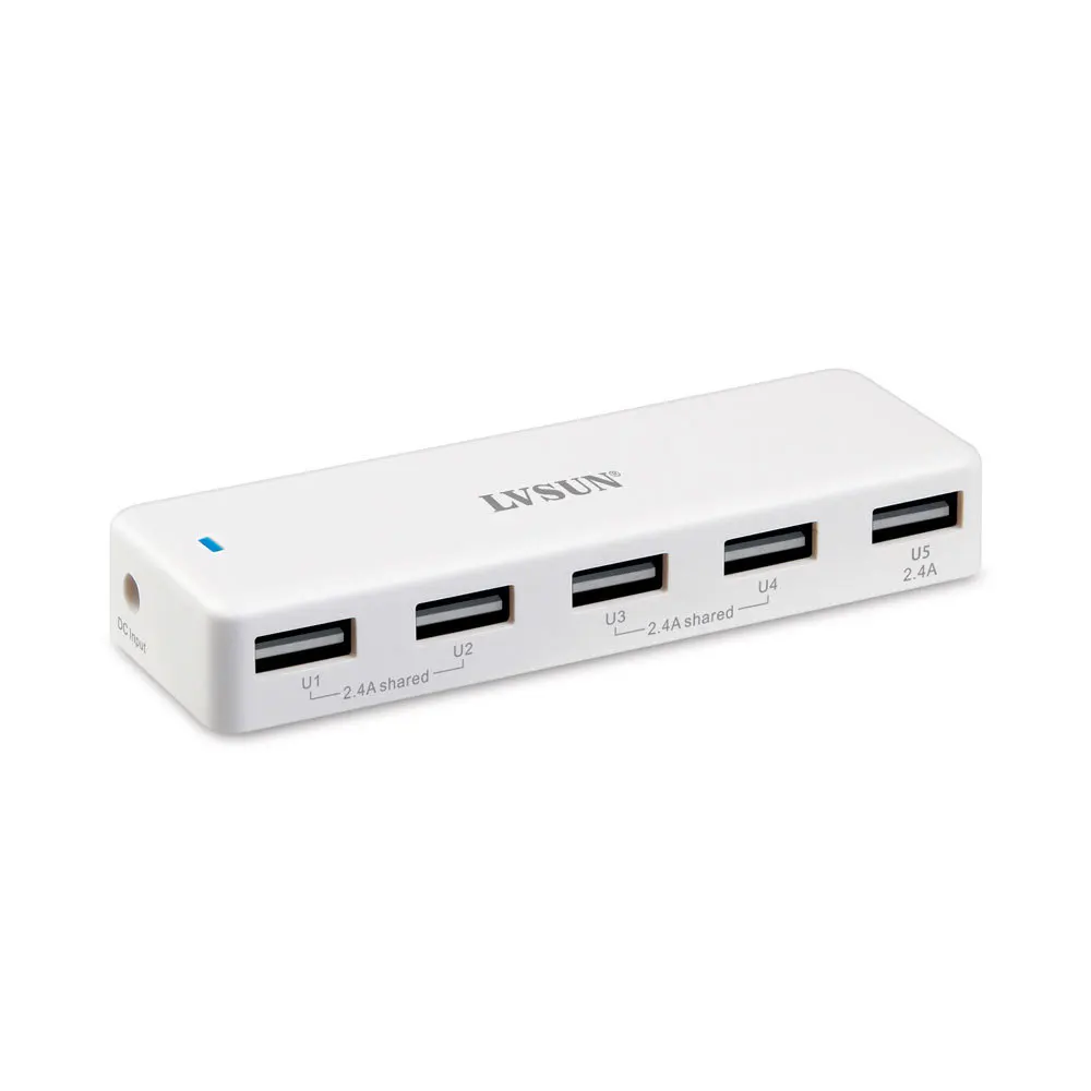 LVSUN 5V 2.4A Универсальный 5 Порт портативный USB Автомобильное зарядное устройство