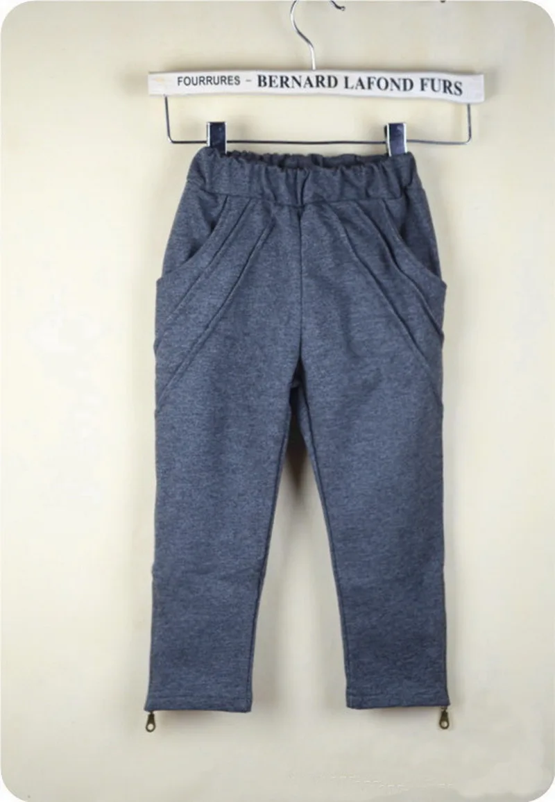 Темно-серый Boys Casual Pants Children Fashion Zipper Harlan Pants Kids/Baby Spring/Autumn Cotton Clothes - Цвет: Темно-серый