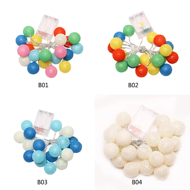 

2.3M 20 LEDs Cotton Ball String Lights Xmas Lover Wedding Party Holiday Bedroom Decor Fairy Lamp Galands Battery Operated