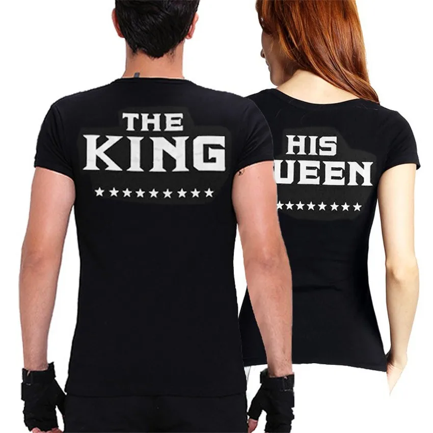 CSCFLPCXYPlus XXXL Size Lovers The King His Queen Back Printed Tee shirts Harajuku Couple Hipster T shirt Tops | Женская одежда