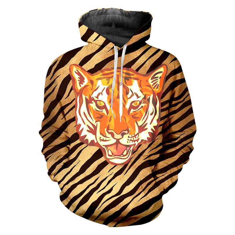 Женская толстовка с капюшоном OGKB свободная большого размера 3D принтом тигра