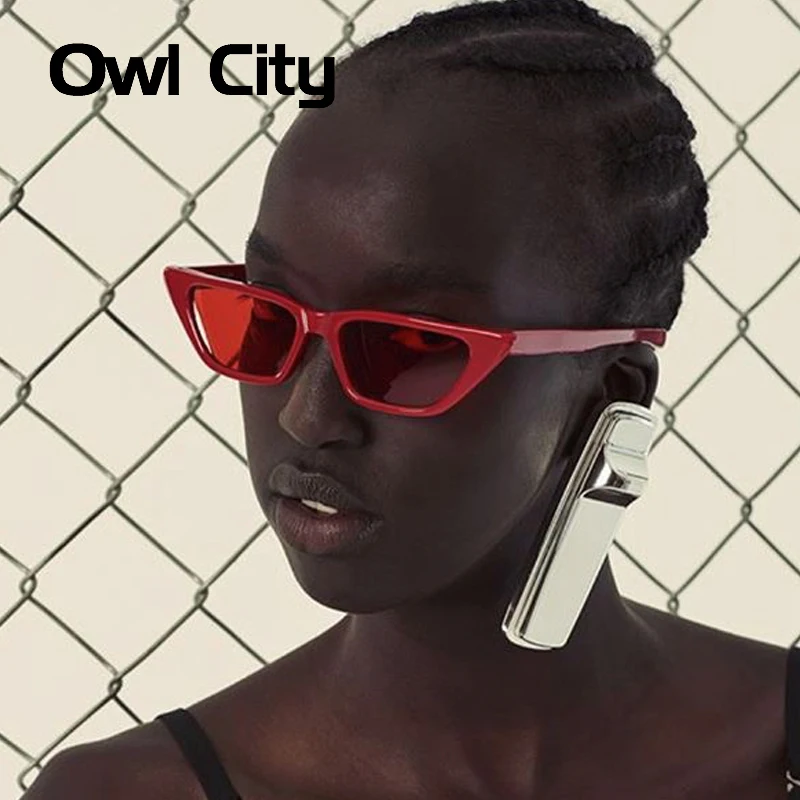 

Owl City Cat Eye Sunglasses Women Vintage Rectangle Ladies Red Sun Glasses Brand Designer Shades Female Eyewear UV400