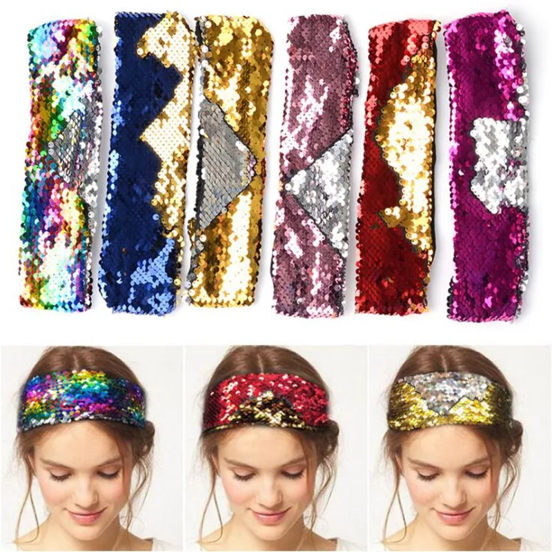 

Fashion Stretchy Sequins Elastic Headband Girl Women Hairbands Headwear Birthday Party Favor Hair Christmas Halloween
