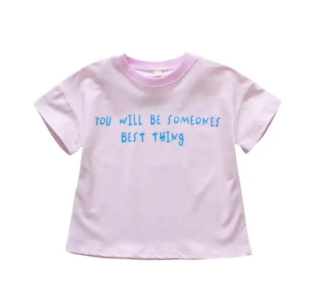 

Cultiseed Big Girls Summer T-Shirt Tops Children Letter Print Loose Elastic Cotton T-shirt Tees Kids Cute Casual tshirt Tops