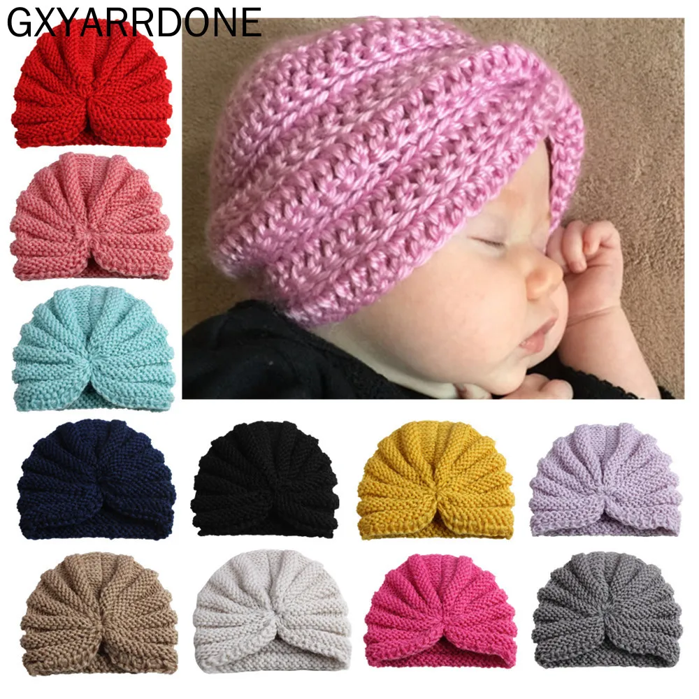 

2019 New Knit Winter Baby Hat Candy Color Elastic Infant Bonnet Beanie Hats Newborn Baby Cap Accessories 1 PC