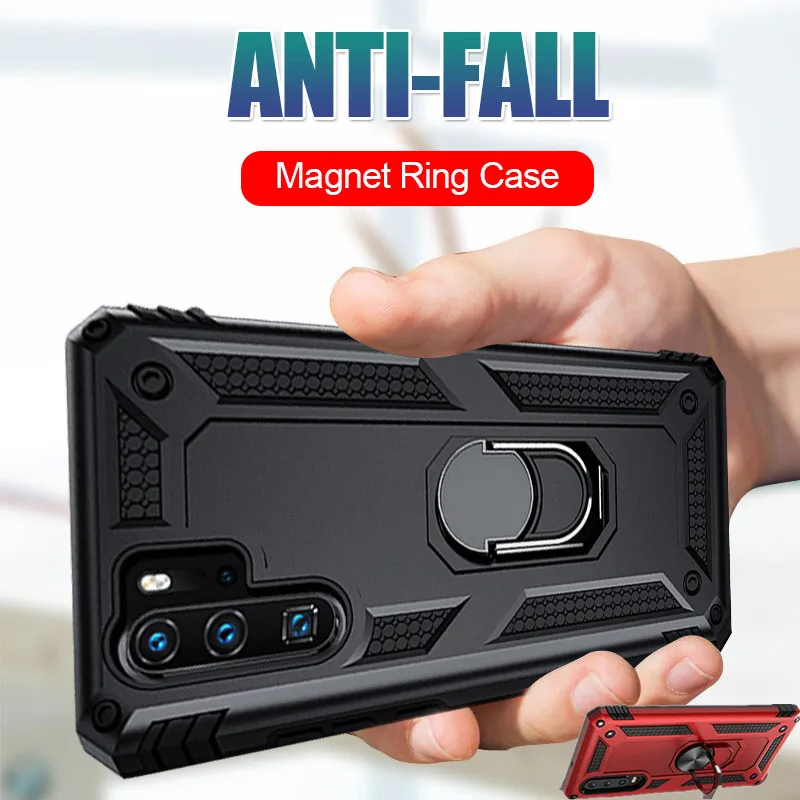 Luxury Rubber Shockproof Case For Huawei P30 Pro Heavy Duty Protection Metal Ring Back Cover Lite Rugged Armor Cases | Мобильные