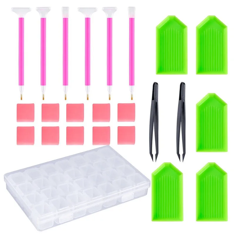 

Набор для алмазной живописи 5D «сделай сам», набор из 24 предметов для вышивки крестиком, 28 ячеек, коробка для хранения, для творчества