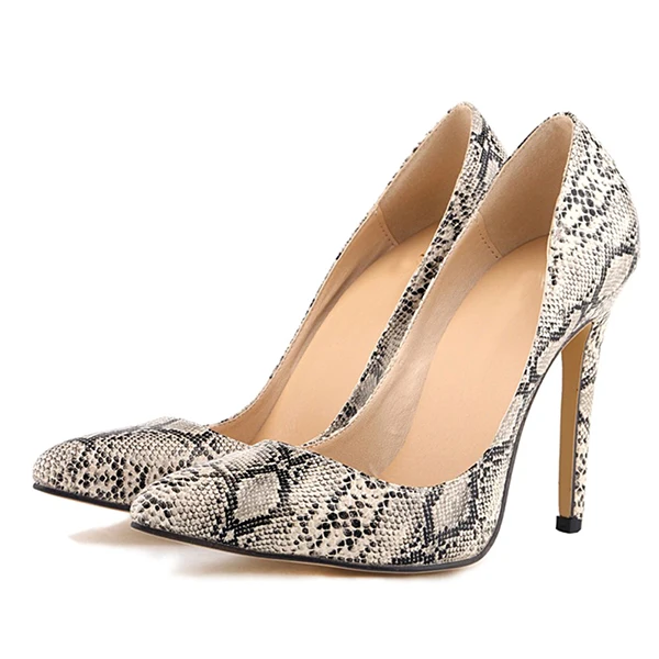Dark Snake Shoes Женские туфли-лодочки; обувь леопардовой расцветки; пикантные свадебные туфли на высоком каблуке с острым носком; женские офисные модельные туфли на шпильке; Повседневная вечерняя Обувь - Цвет: Dark Snake Shoes