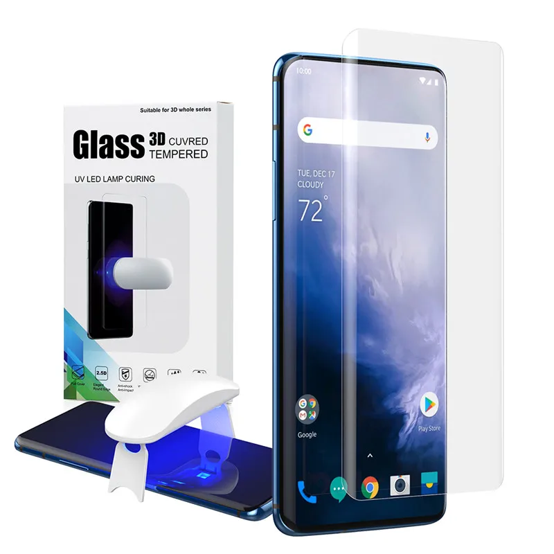 Защита экрана с разблокировкой отпечатков пальцев для Oneplus 7 Pro, УФ-пленка, полное покрытие для Oneplus 7T Pro, закаленное стекло