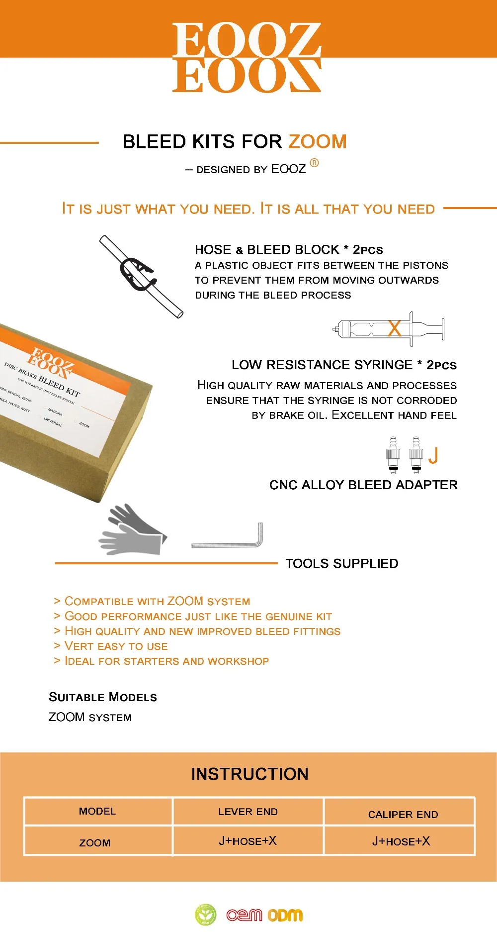 EOOZ велосипед гидравлический дисковый тормоз Bleed Kit инструмент для MTB велосипеда ZOOM HB100 HB875
