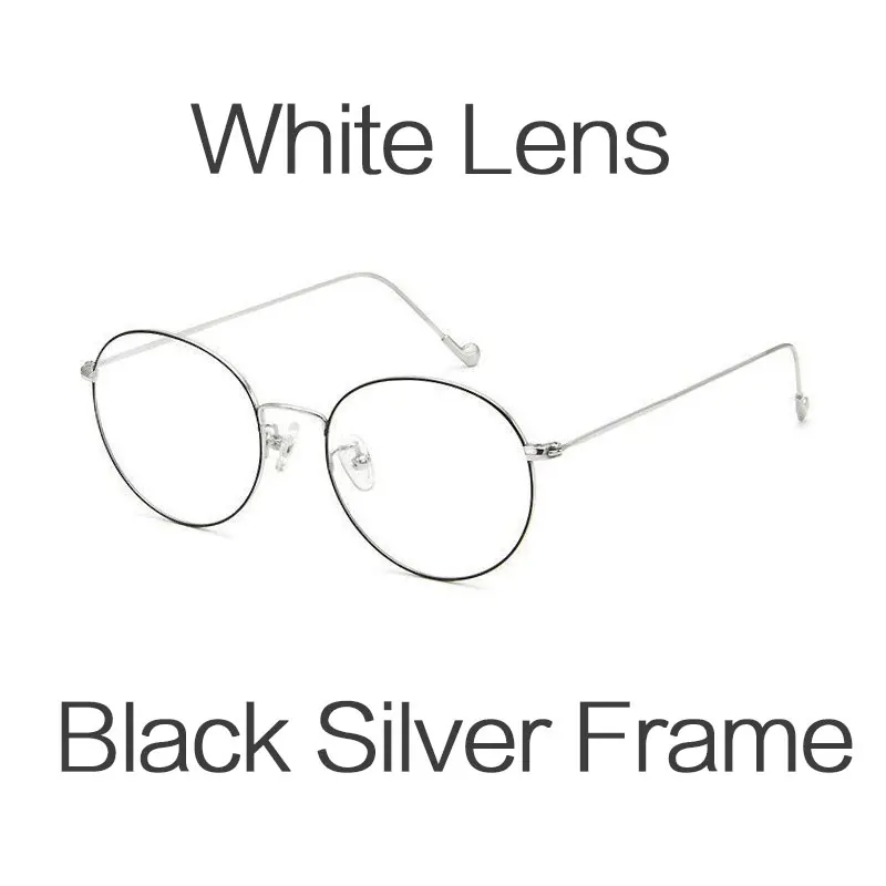 White Lens HUHAITANG Round Nearsight Glasses Women Luxury Brand Anti Blue Light Computer Eye Glasses Frames For Men Clear Myopia Eyeglasses - Цвет оправы: White Lens