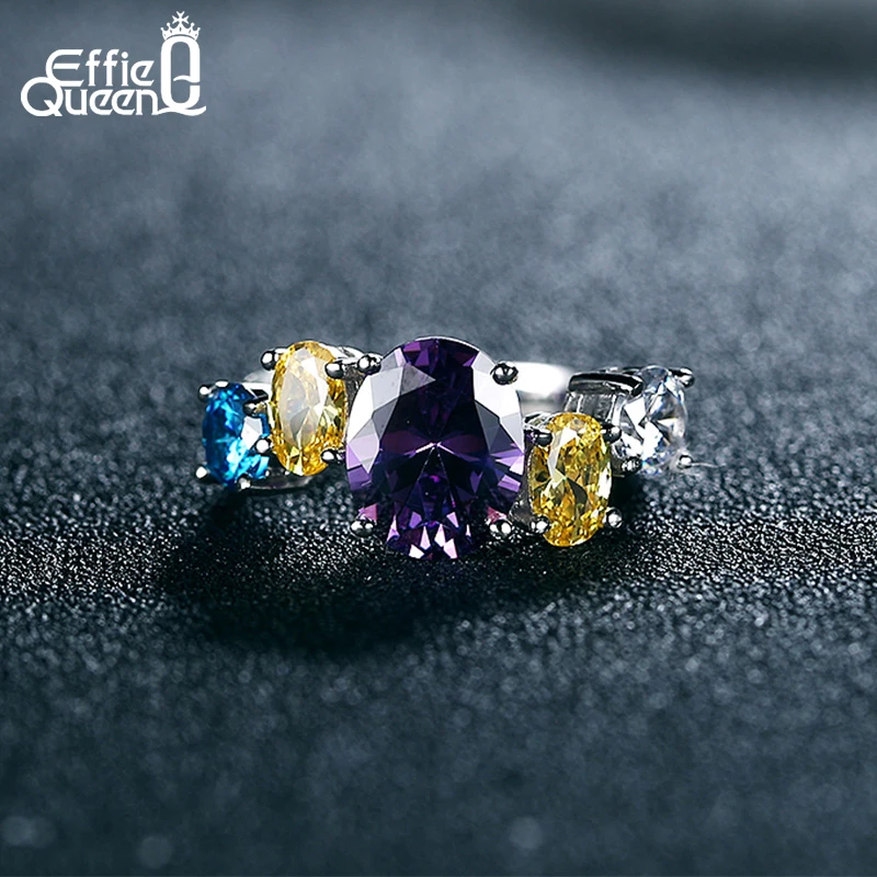 Effie Queen Новое поступление Романтический Стиль кольцо с большим разноцветный