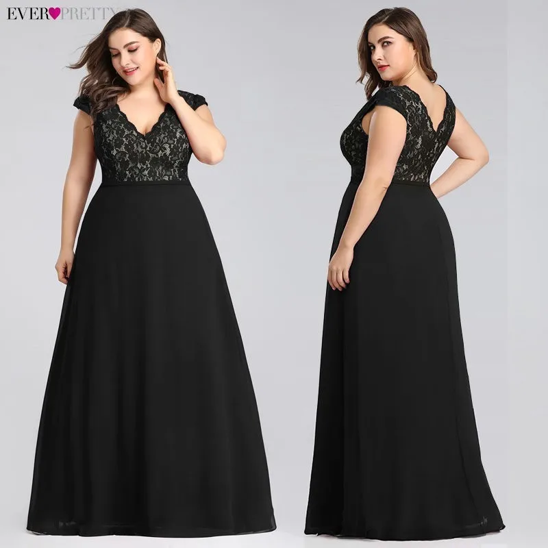 Ever Pretty платье для выпускного вечера Черное кружево Vestido De Formatura Longo элегантное ТРАПЕЦИЕВИДНОЕ ПЛАТЬЕ С v-образным вырезом и коротким рукавом длинное вечернее платье