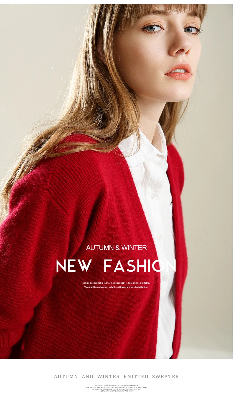 Smpevrg autumn new female cardigan cashmere sweater women coat V-neck Seven-quarter sleeve knitted cardigan women sweater jumper