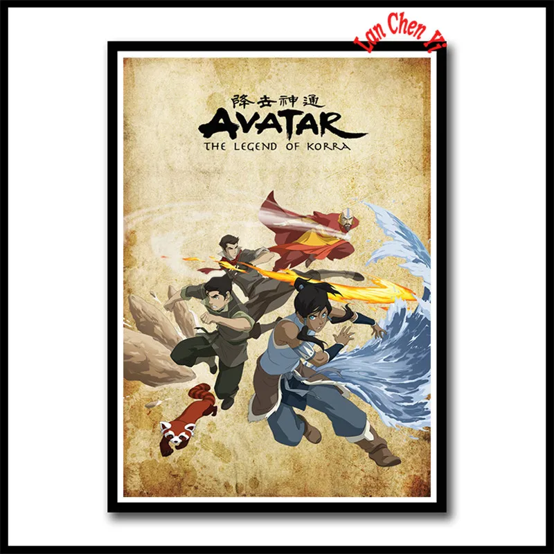 Светло-желтый Аватар Последний Airbender белая бумага с покрытием плакаты фотографии для украшения комнаты дома Бескаркасный плакат - Цвет: Светло-желтый