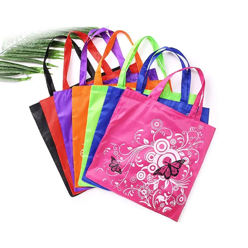 Модная многоразовая складная сумка шоппер с бабочками и цветочным принтом сумки