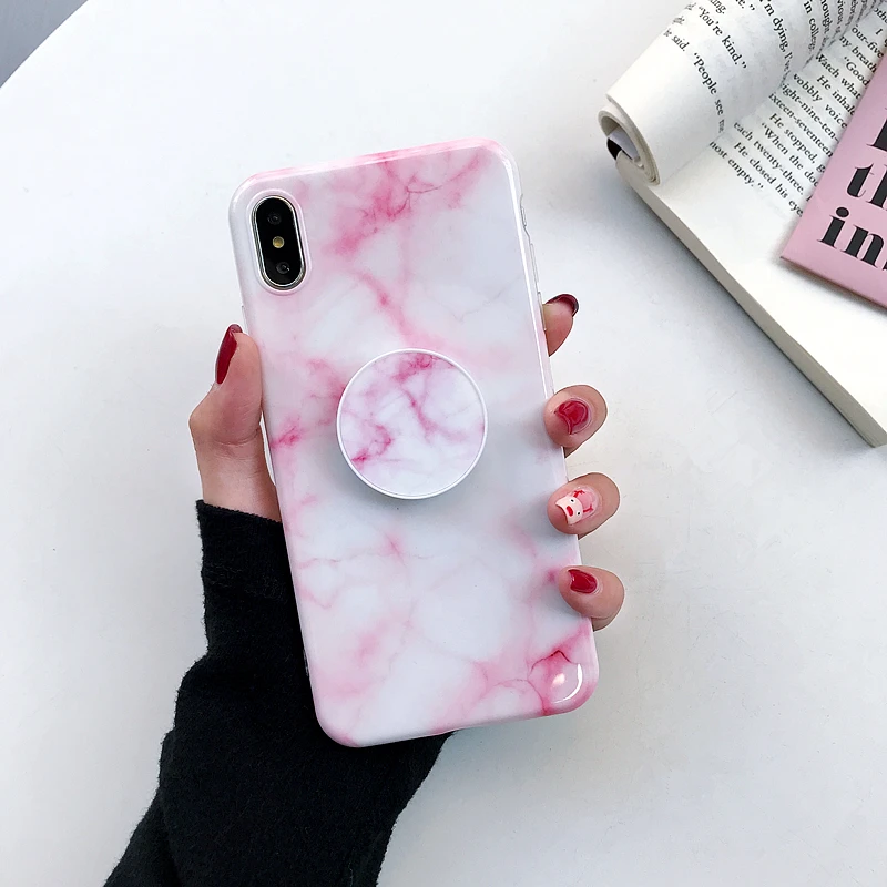 Модный Простой Мраморный Чехол-подушка безопасности для iPhone 7 чехол глянцевая