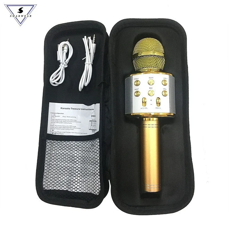 Ordinary mic box WS858 Bluetooth беспроводной микрофон для караоке AUX line/Micro USB зарядный кабель/пенный(мягкий) микрофон Чехлы/Чехол для микрофона - Цвет: Ordinary mic box