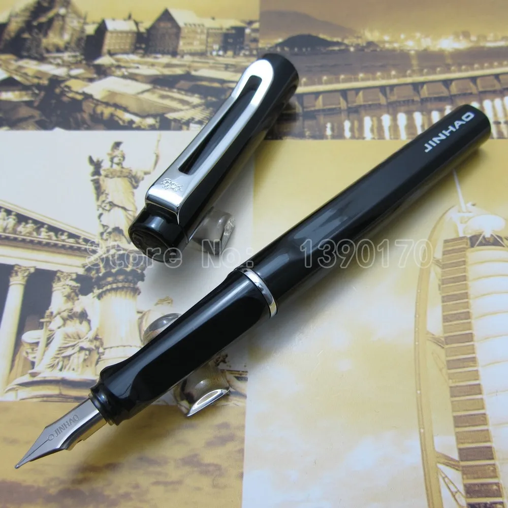 Jinhao Средний Перьевая ручка черный белый красный синий зеленый золотой матовый черный желтый опционально J32H77