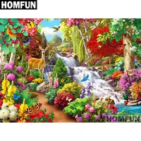 homfun full squareround drill 5d diy diamond painting forest scenic embroidery cross stitch 5d home decor gift a01692