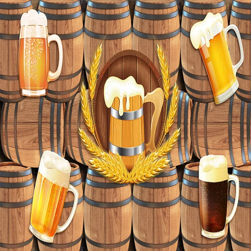 Пользовательские 3d обои ностальгические чашки ведра пива на заказ Фреска