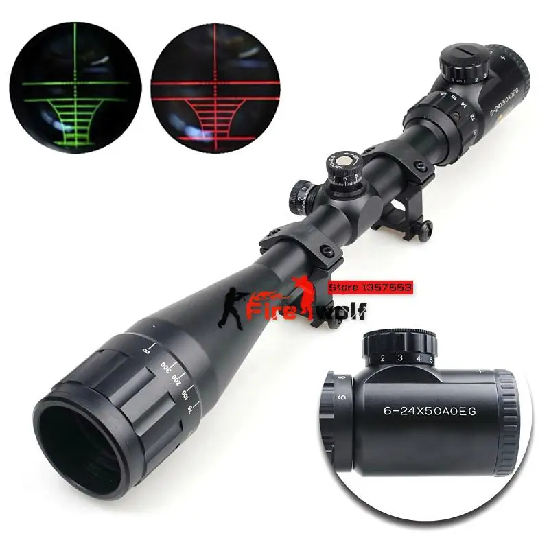 6-24x50 Aoe Riflescope R& g Riflescope сетка винтовка Снайпер охотничий диапазон аксессуары - Цвет: Черный