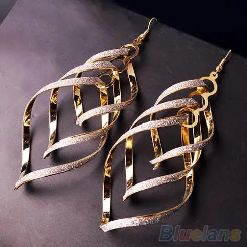 Женские Винтажные висячие Многослойные серьги подвески из сплава с матовым