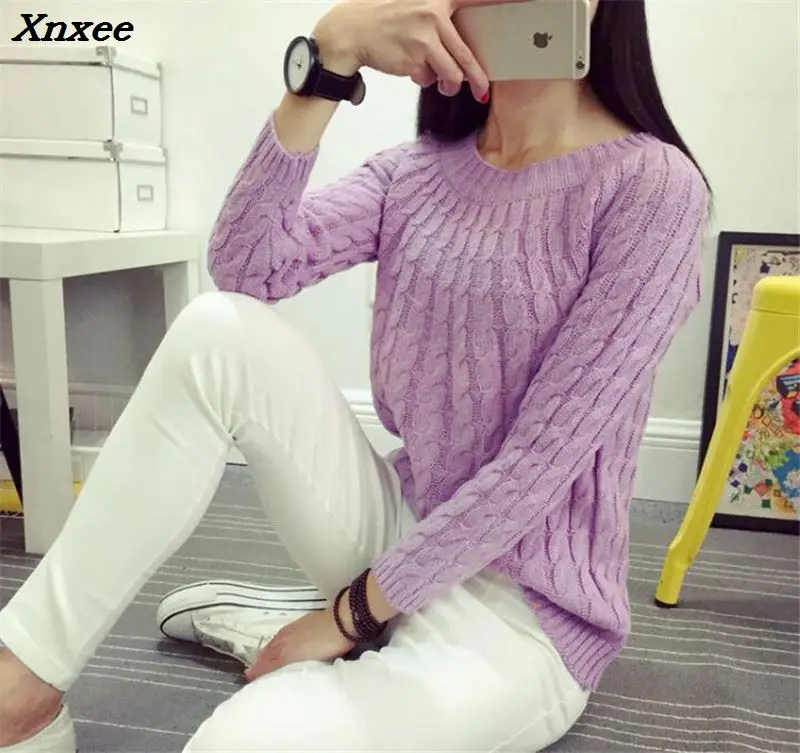 

2018 Autumn New Fashion Sweet Women's Sweater Long Sleeve Casual Pullovers Solid Elegant Tops All-match Slim Basic Tops Xnxee