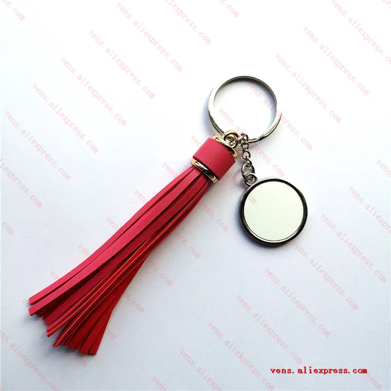 Rose red Новые сублимационные длинные кожаные брелоки в виде кисточки красивое кольцо для ключей горячая передача печать расходные материалы 13 цветов 15 шт./лот - Цвет: Rose red