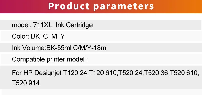 INKARENA 8 шт. совместимый картридж с чернилами Замена для hp 711 для hp 711 711XL Designjet T120 T520 картриджи для принтеров полный чернил