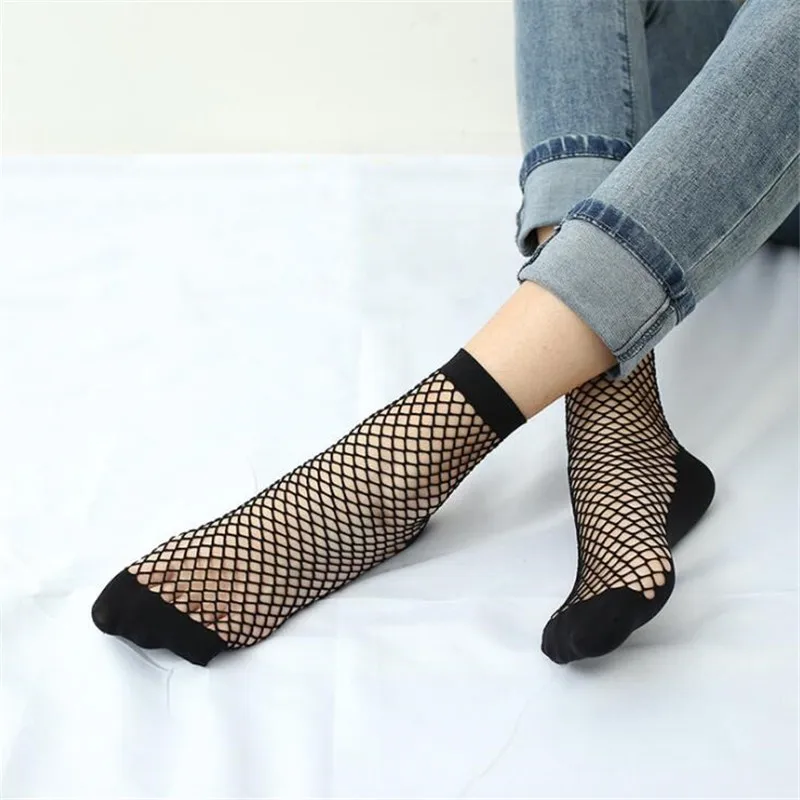 

Летние сетчатые женские носки, сексуальные тонкие ажурные носки, черные короткие носки с дырочками, эластичные дышащие носки Harajuku, 3 пар/лот,...