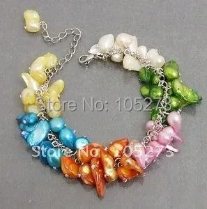 Estella разноцветный браслет-цепочка из пресноводного жемчуга с цветным кластером