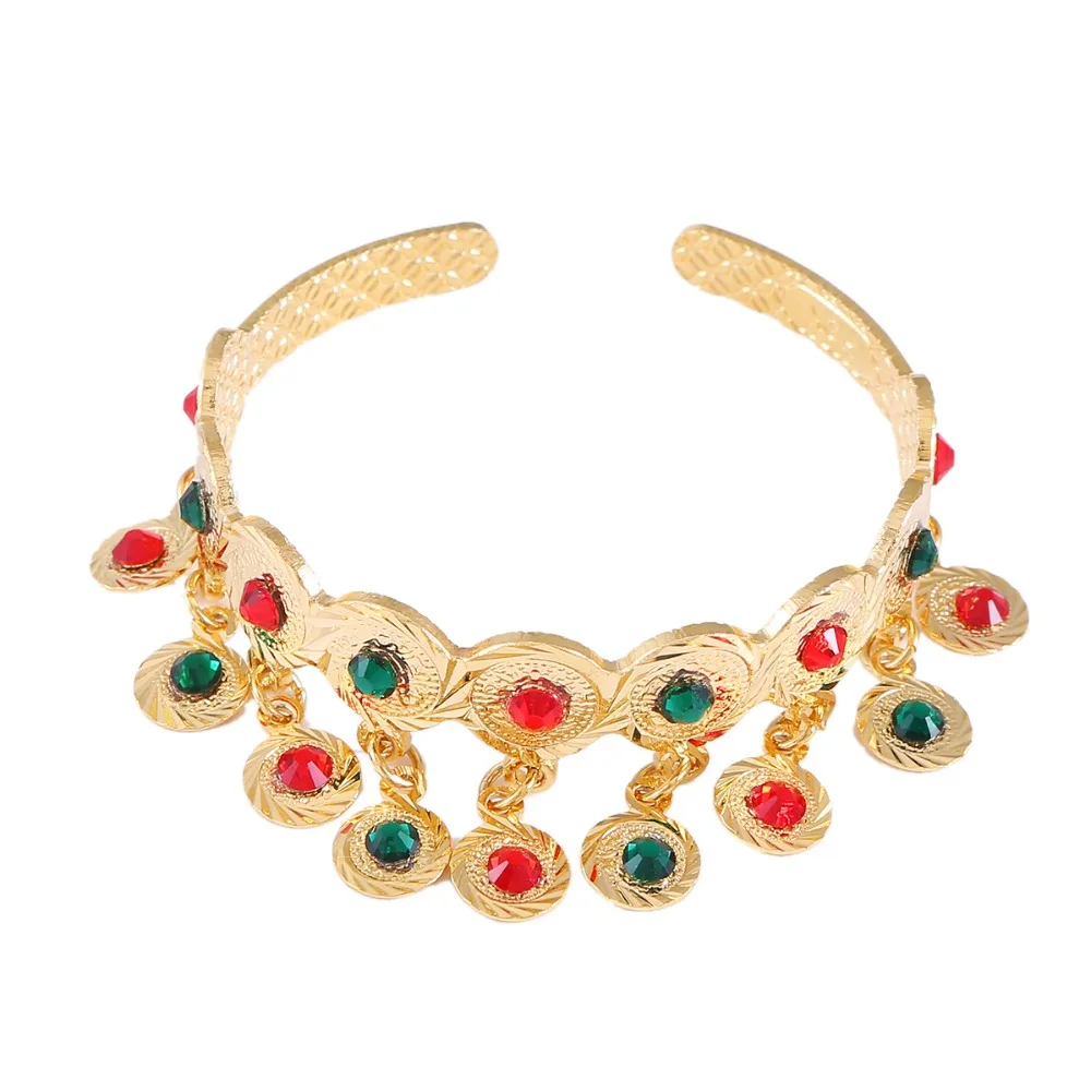 Cubic Zirconia Baby Bracelet Gold Color Bangle For Kids Jewelry With Red Blue Stone | Украшения и аксессуары