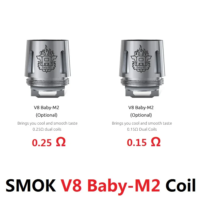 Оригинальный cigarro Eletrônico vaporizador SMOK катушки TFV8 маленьких M2 0.15ohm 0.25ohm V8 fit испаритель