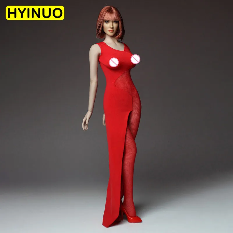 

4 Colors 1/6 Scale Sexy Female one-piece Lace Dress Women Evening Dress Clothes Clothing Set For 12" Action Figure Female Body