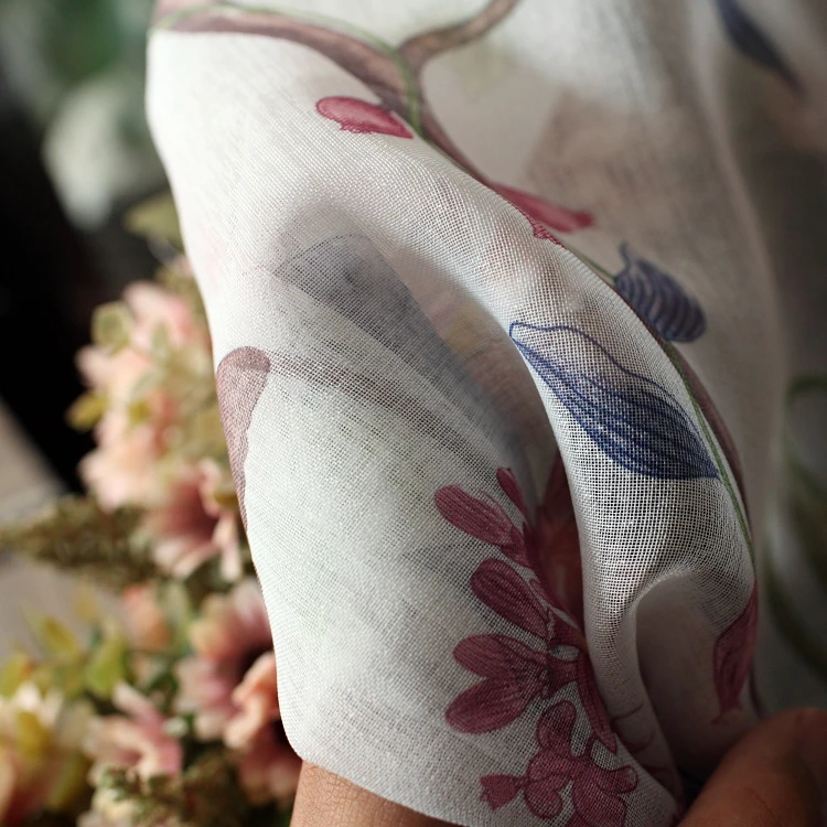1PC Tulle Американские полузатемненные занавески s для гостиной, спальни, пасторальные Роскошные занавески с цветочным принтом, деревенские прозрачные Занавески s драп - Цвет: 1PC Tulle