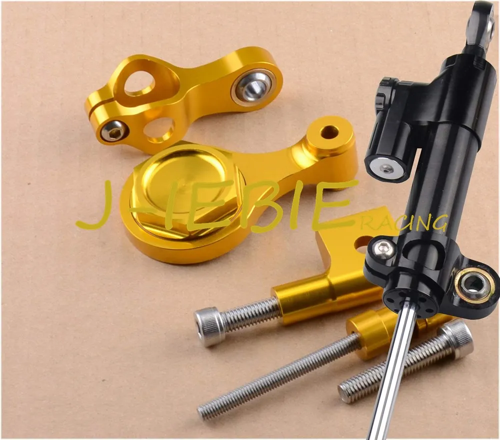 Демпфер руля с ЧПУ Стабилизатор и золотой кронштейн для крепления Yamaha YZF R6 2006 2016