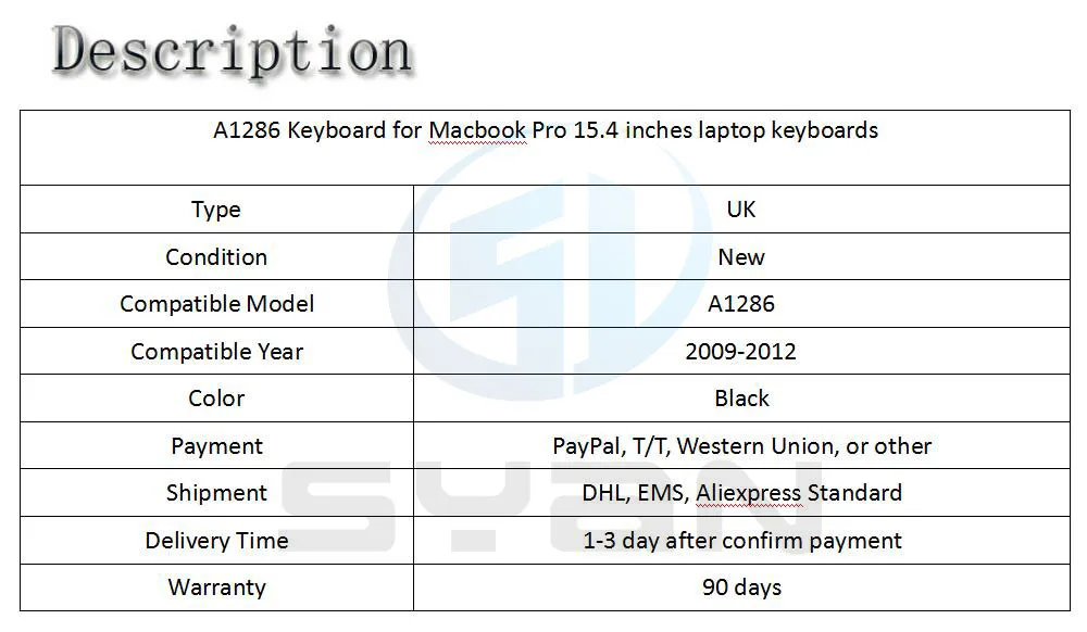 A1286 Клавиатура для ноутбука Macbook pro 15,4 дюймов ноутбук MB985 MB986 MC371 MC372 MC373 MC721 MC723 MD103 MD104 клавиатуры 2009-2012