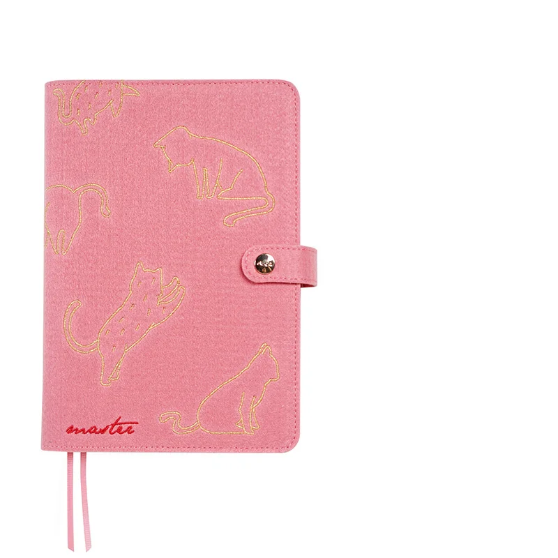 Pink A5 A6 спиральный журнал путешествий; Записная книжка, войлочная Обложка, китайский стиль, классическая вышивка, Подарочная записная книжка, школьные, офисные принадлежности - Цвет: Pink