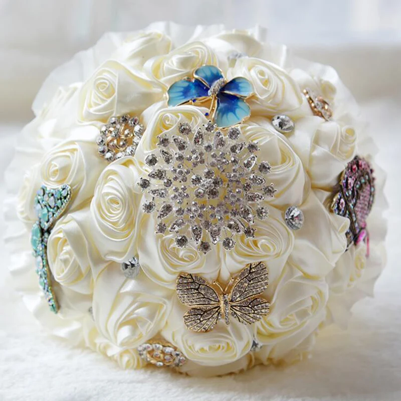 

REDJCK Luxury Wedding Bouquets Silk Artificial Rose Hand Holding Flowers For Bride Bridal Wedding Decoration