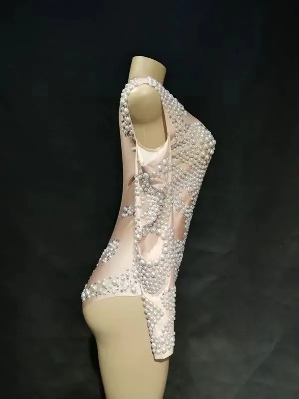 Женский комбинезон с блестящими жемчужинами танцевальный костюм для ночного
