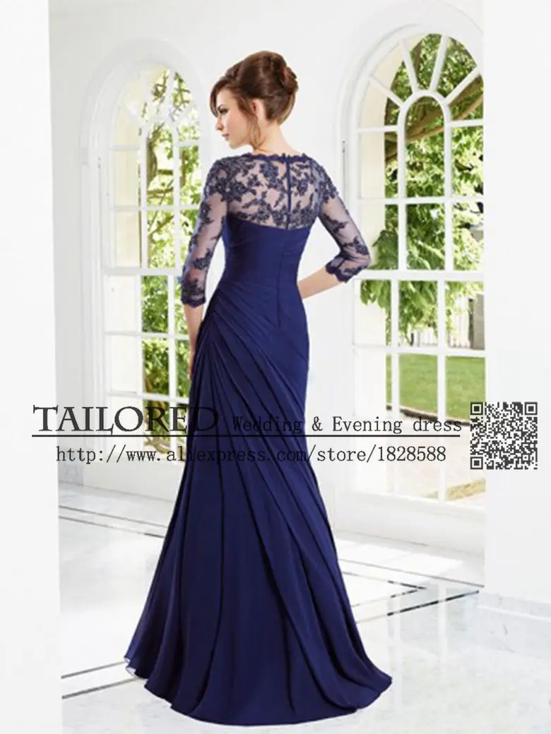 Мать невесты платья три четверти рукав феста элегантный русалка с длинным