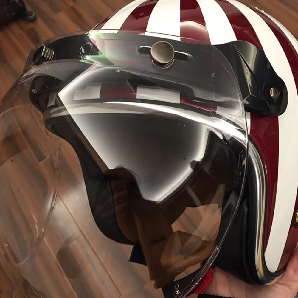 3-Snap Bubble щит козырек для Biltwell гринго и Бонанза мотоциклетный шлем с тремя кнопка-объектив Винтаж противотуманное зеркало стиль