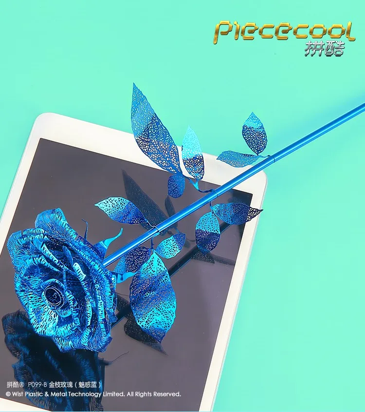 Piececool 3D металлическая головоломка из золотого розового золота и серебра DIY три