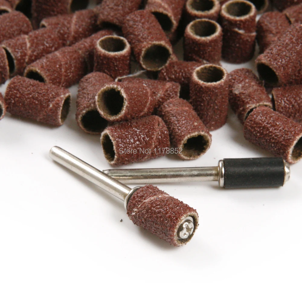 

100 pics 1/4"/6.35mm sand drum with 2 Mandrel fit dremel grit 80