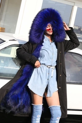 New Winter Jacket Women Coat Detachable 3 In 1 Outerwear Natural Real Raccoon Fur Collar Streetwear Parkas Casual Luxury - Цвет: 15