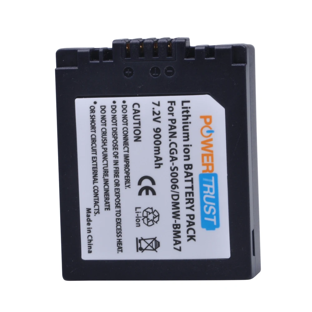 Аккумулятор Powertrust CGA-S006 CGR-S006E S006A DMW-BMA7 для Panasonic Lumix DMC-FZ7 FZ8 FZ18 FZ28 FZ30 FZ35 FZ38 FZ50 (art.: 3920d2fca9428) - 3920d2fca9428