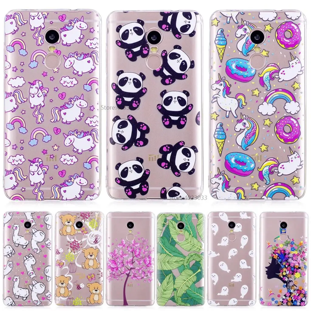 Soft TPU Case for Xiaomi Redmi Note 4 Note4 Transparent Patterned Silicone Cover Phone Red mi |