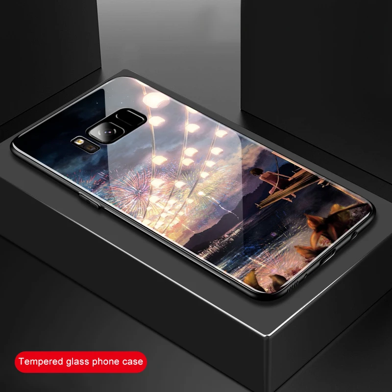 Чехол для телефона из закаленного стекла для Samaung Galaxy S9 S8 Plus Note 8 чехол с узором для Samaung S9 S8 Plus Note 8 чехлы из ТПУ с мягкими краями
