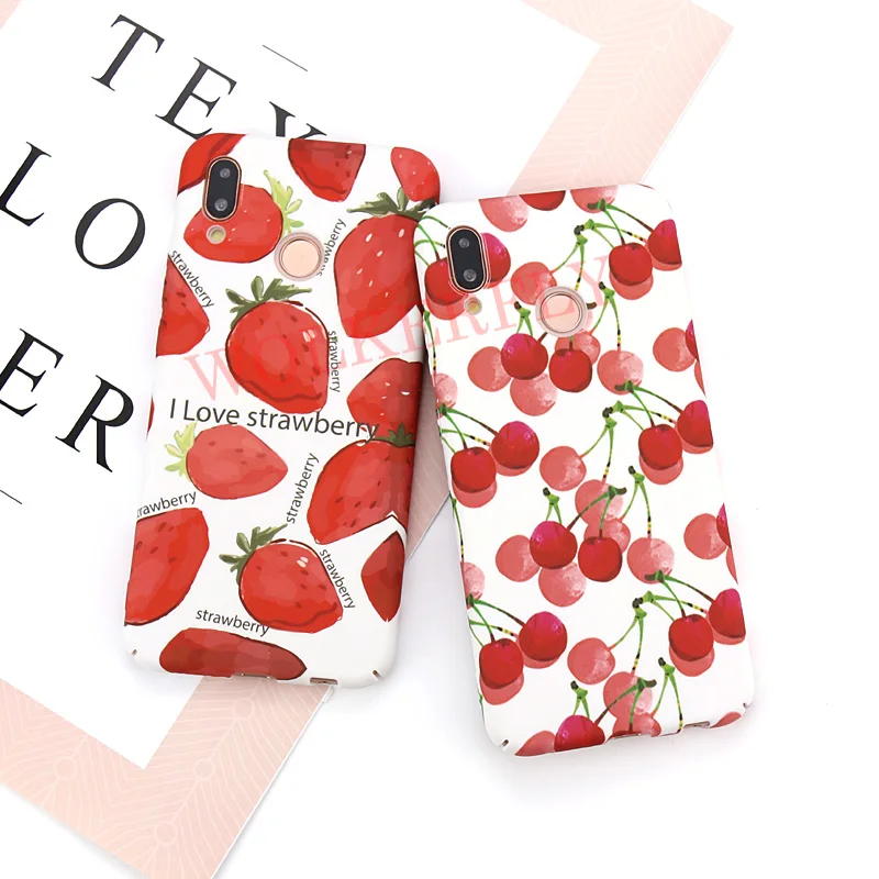Чехол для телефона с сердечком для huawei P20 Lite P20 Pro mate 20 Pro Nova 4 3 3i летний Твердый чехол из поликарбоната с изображением листьев вишни клубники